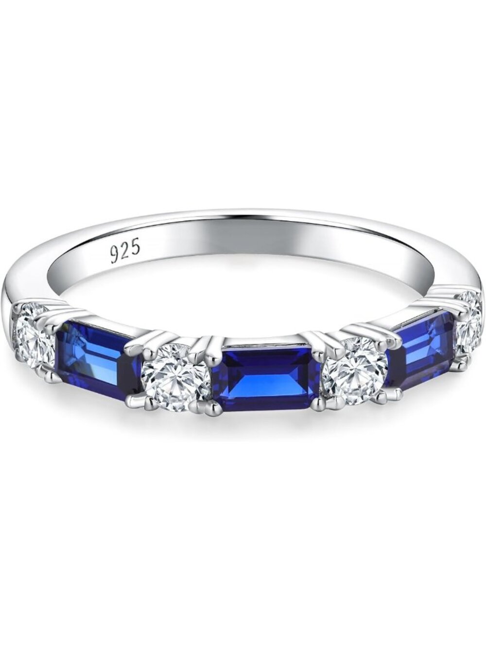 Stackable Half Eternity Band Rings for Women - Sterling Silver, Birthstone & CZ